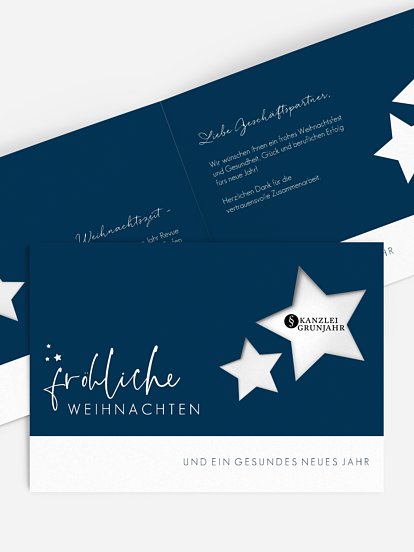 Geschäftliche Weihnachtskarte Funkelnde Nacht (gestanzt)