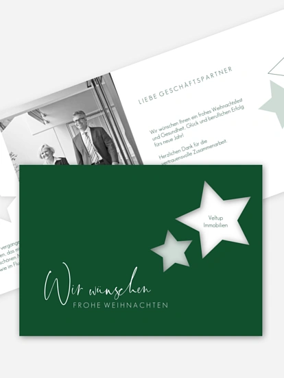 Geschäftliche Weihnachtskarte Sternenschein (gestanzt)