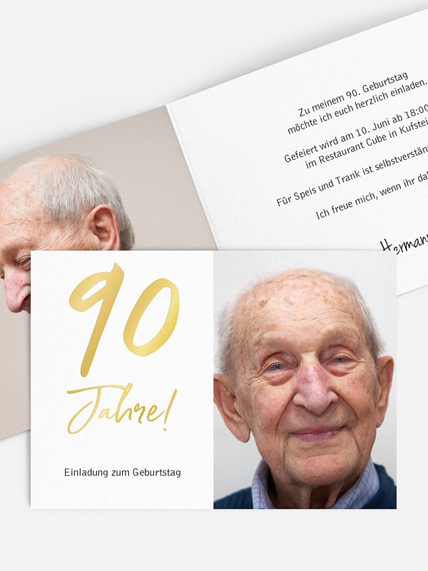 Einladung 90. Geburtstag "Mein Jahr"