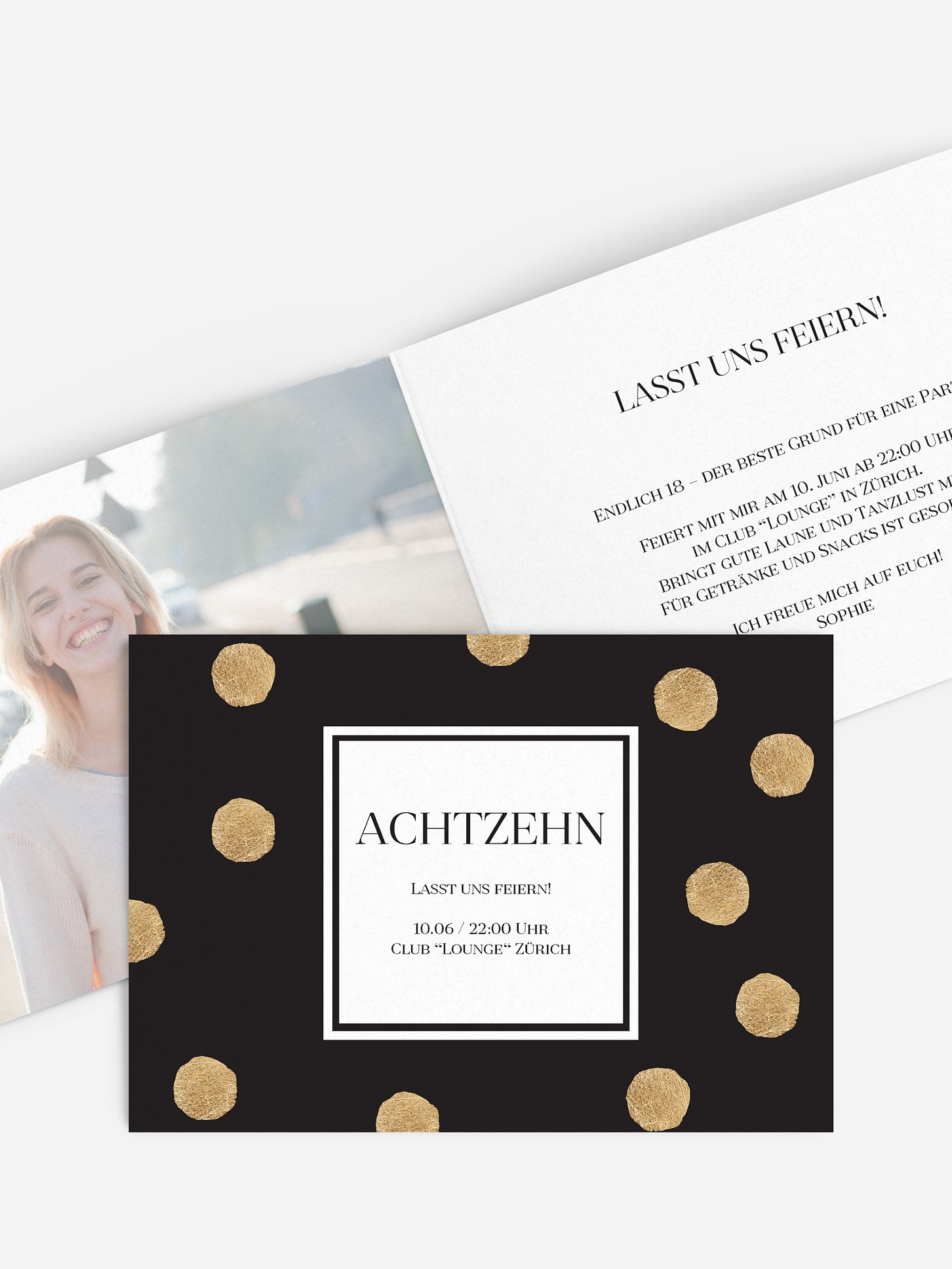 Einladung 18. Geburtstag Sparkling Dots