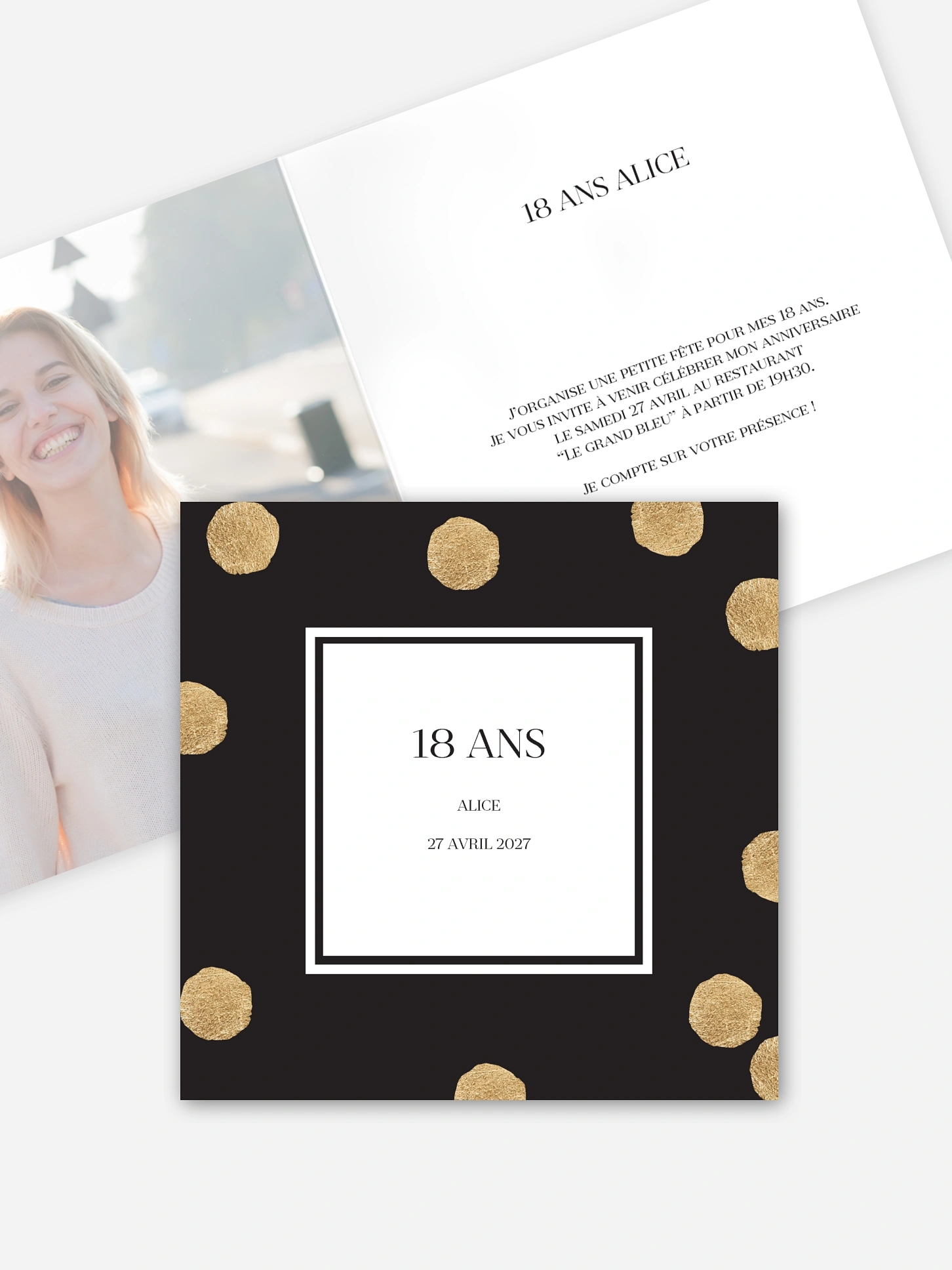 invitation anniversaire 18 Sparkling Dots