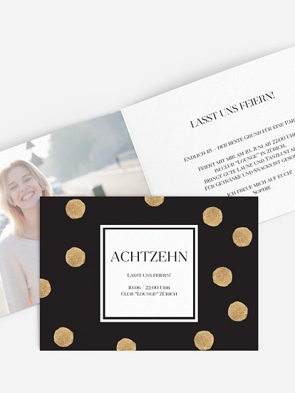 Einladung 18. Geburtstag Sparkling Dots