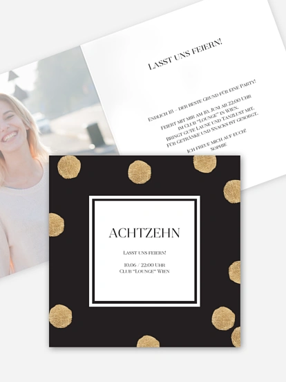 Einladung 18. Geburtstag Sparkling Dots