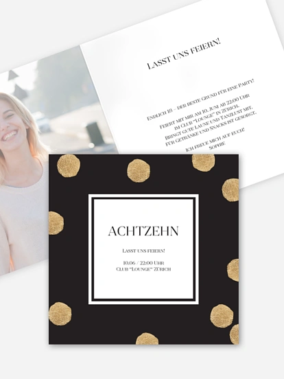 Einladung 18. Geburtstag Sparkling Dots