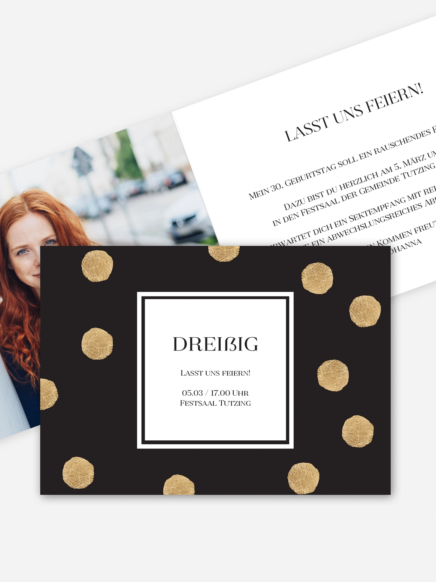 Einladung 30. Geburtstag Sparkling Dots