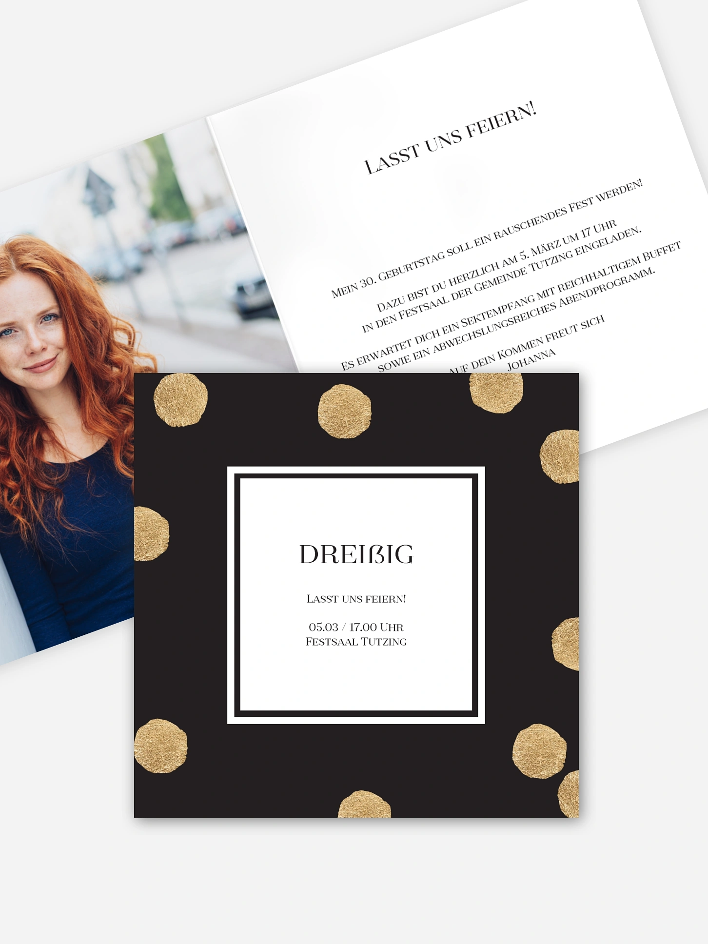 Einladung 30. Geburtstag Sparkling Dots