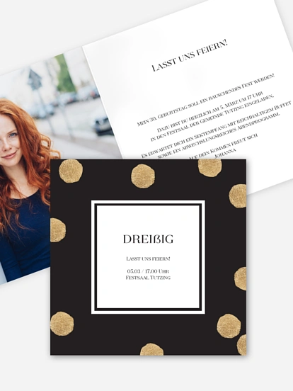 Einladung 30. Geburtstag Sparkling Dots
