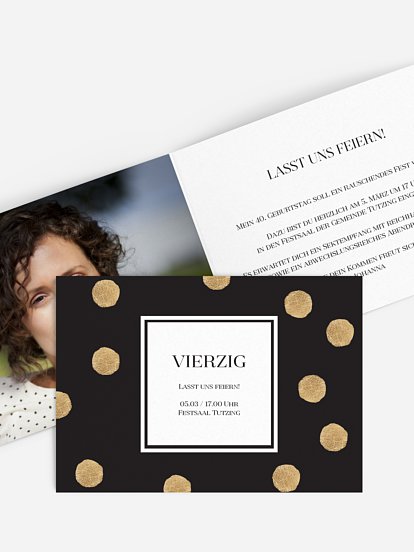 Einladung 40. Geburtstag Sparkling Dots