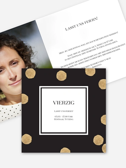 Einladung 40. Geburtstag Sparkling Dots