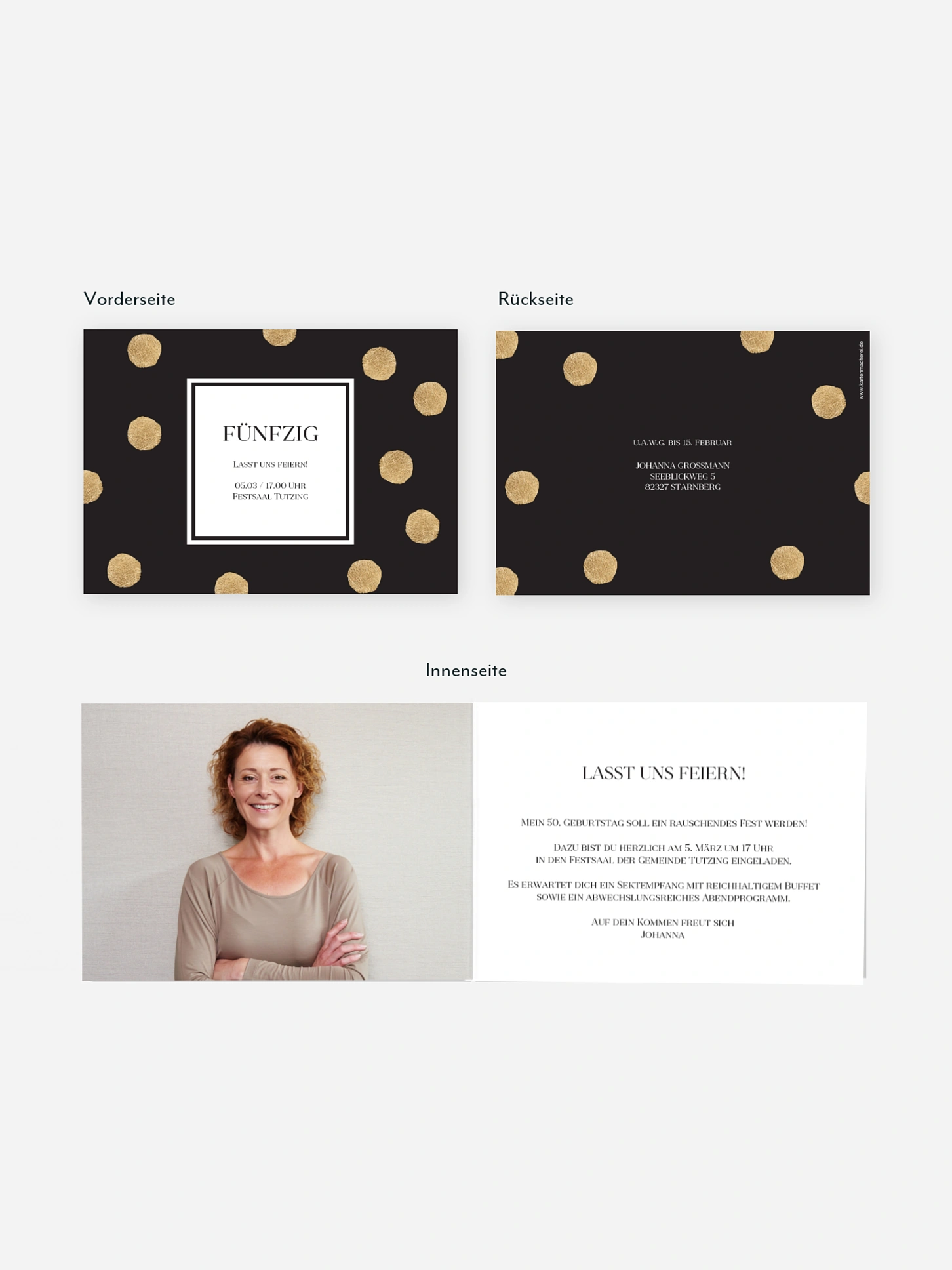 Einladung 50. Geburtstag Sparkling Dots
