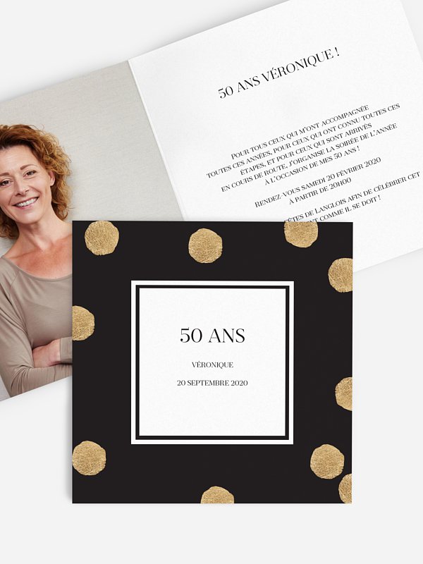 Invitation Anniversaire 50 Sparkling Dots