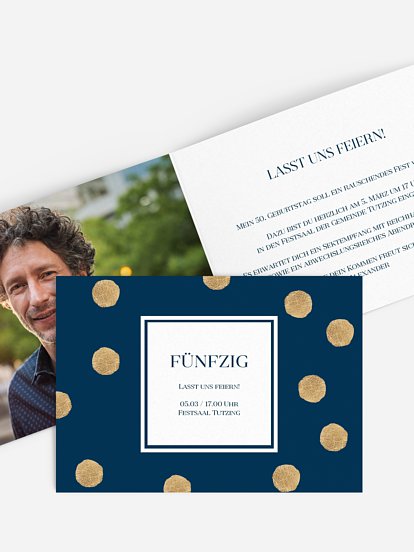 Einladung 50. Geburtstag Sparkling Dots
