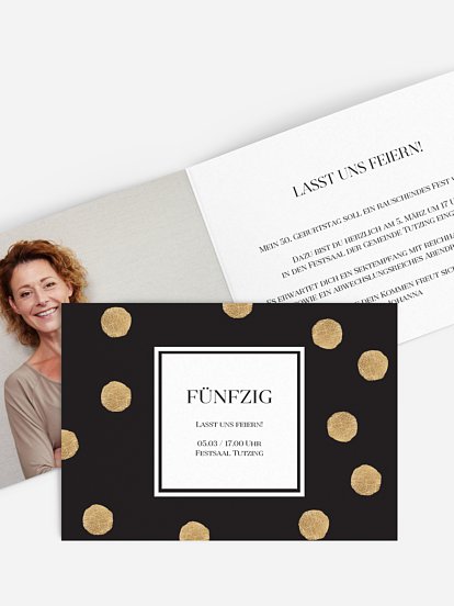 Einladung 50. Geburtstag Sparkling Dots