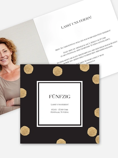 Einladung 50. Geburtstag Sparkling Dots