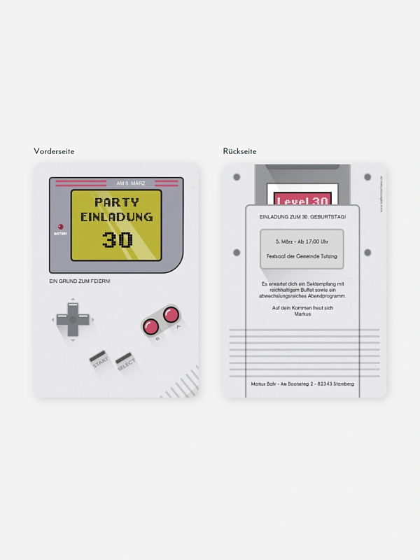 Einladung 30. Geburtstag Retro Game