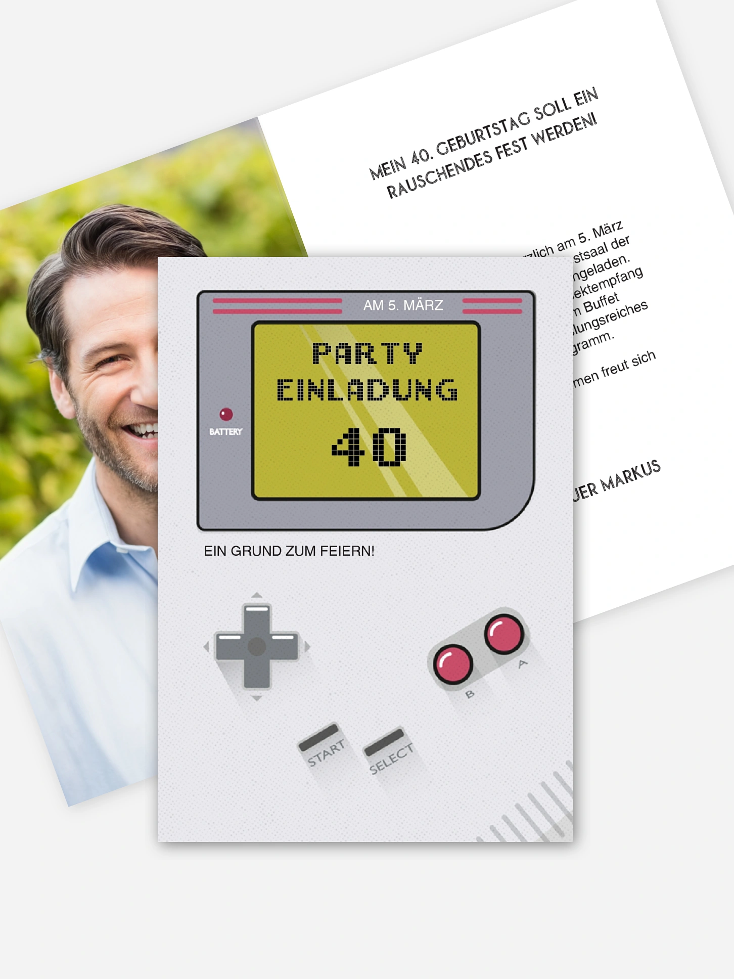 Einladung 40. Geburtstag Retro Game