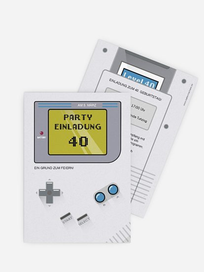 Einladung 40. Geburtstag Retro Game