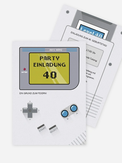 Einladung 40. Geburtstag Retro Game