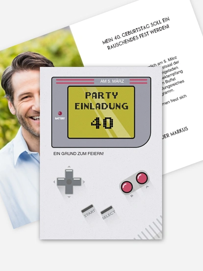 Einladung 40. Geburtstag Retro Game