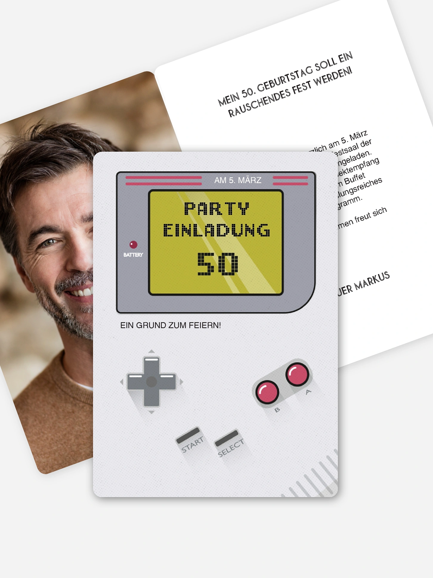 Einladung 50. Geburtstag Retro Game