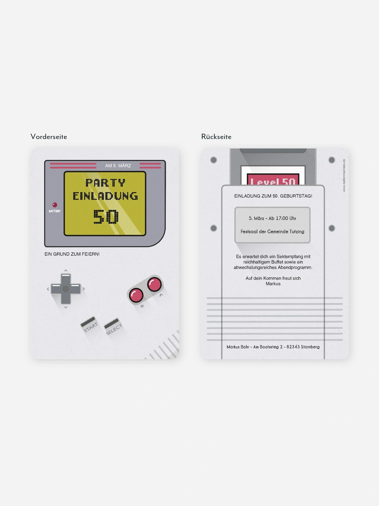 Einladung 50. Geburtstag Retro Game