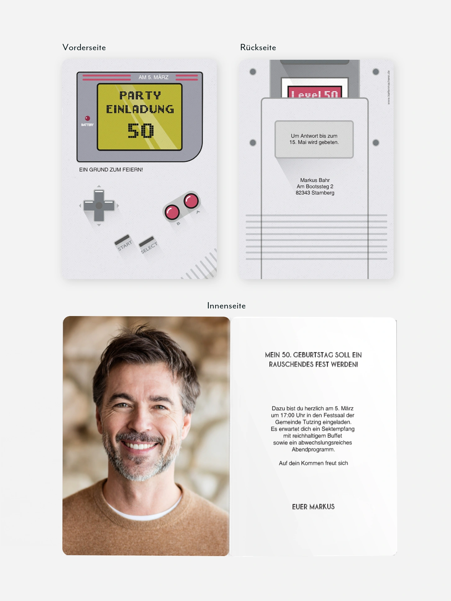 Einladung 50. Geburtstag Retro Game
