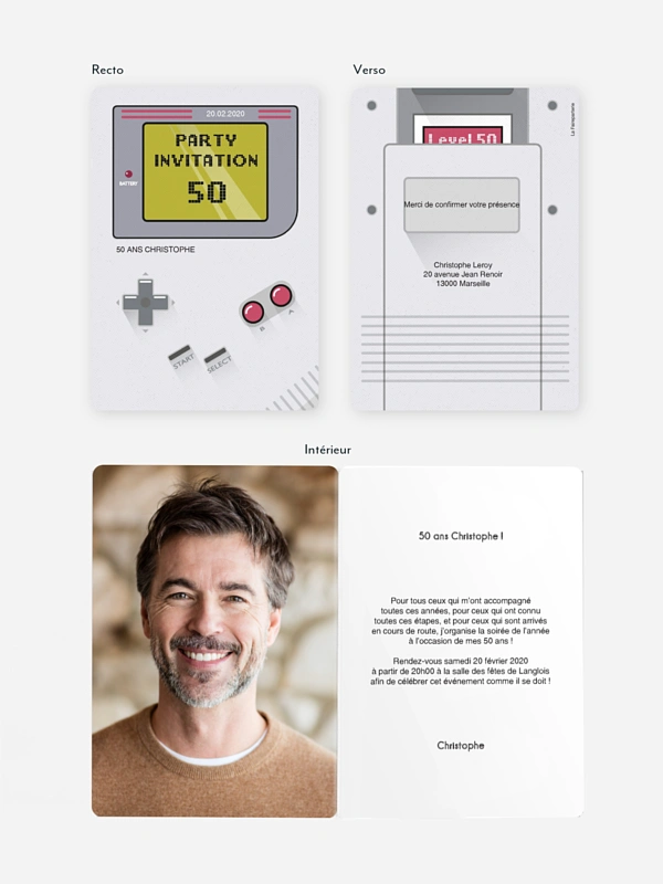 invitation anniversaire 50 Retro Game