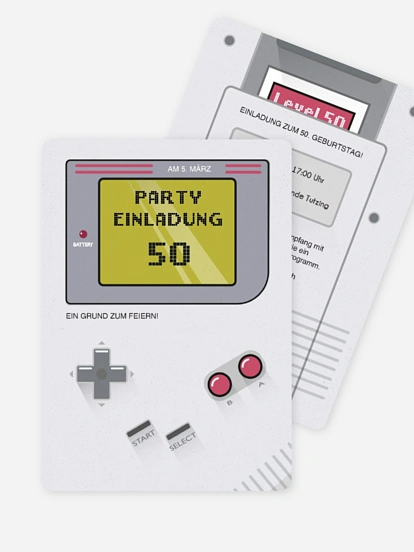 Einladung 50. Geburtstag Retro Game