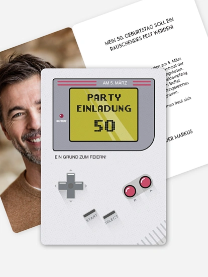 Einladung 50. Geburtstag Retro Game