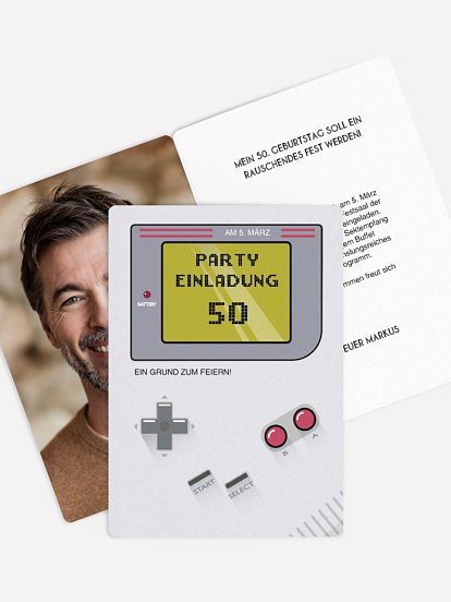 Einladung 50. Geburtstag Retro Game