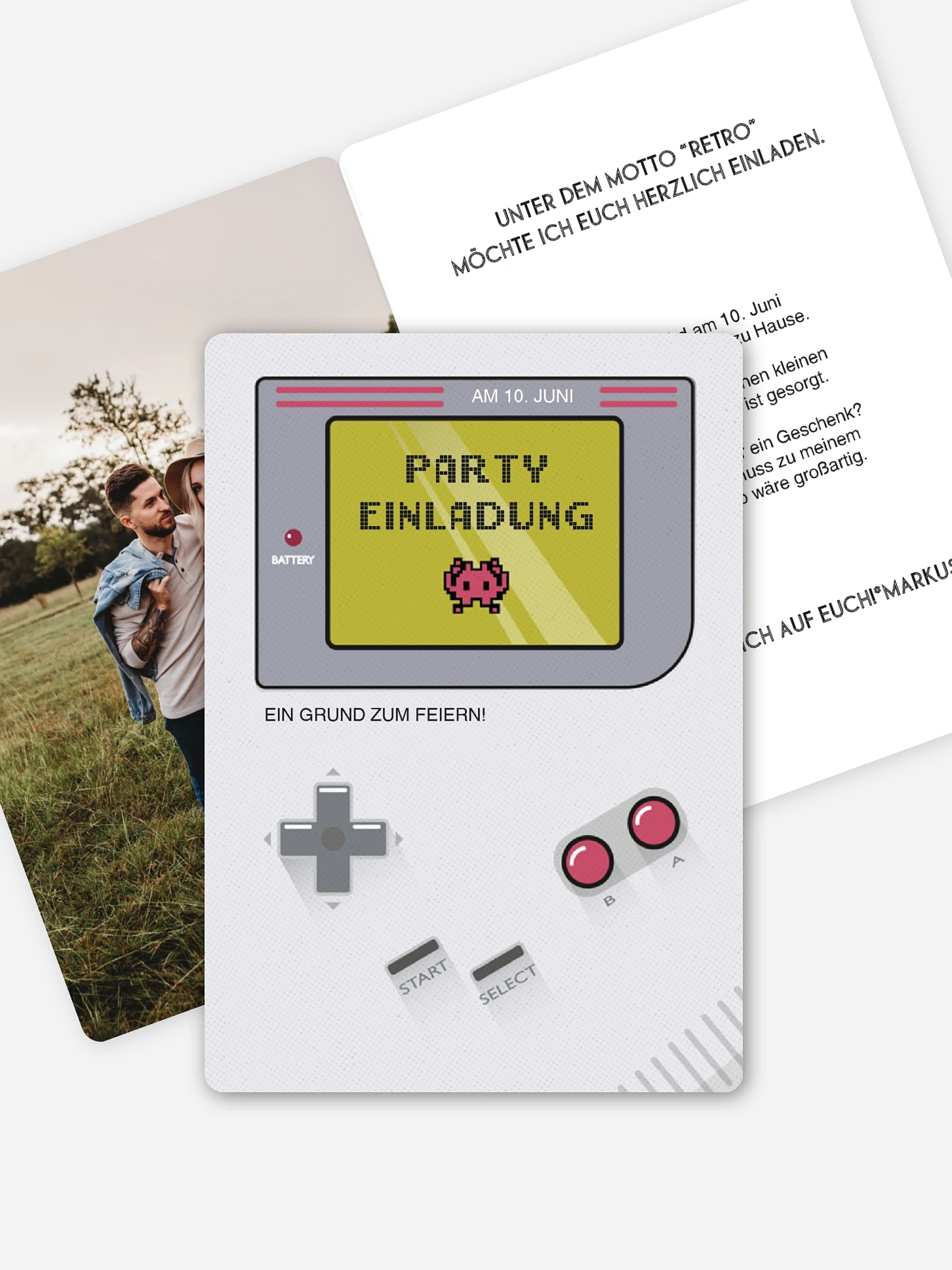 Partyeinladung Retro Game