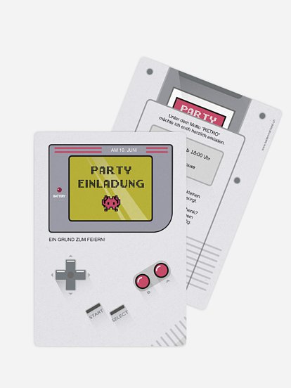 Partyeinladung Retro Game