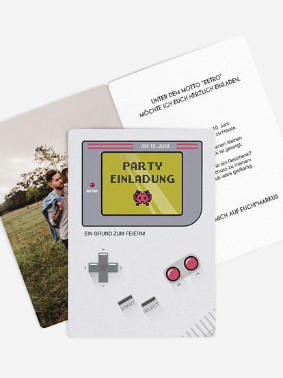 Partyeinladung Retro Game