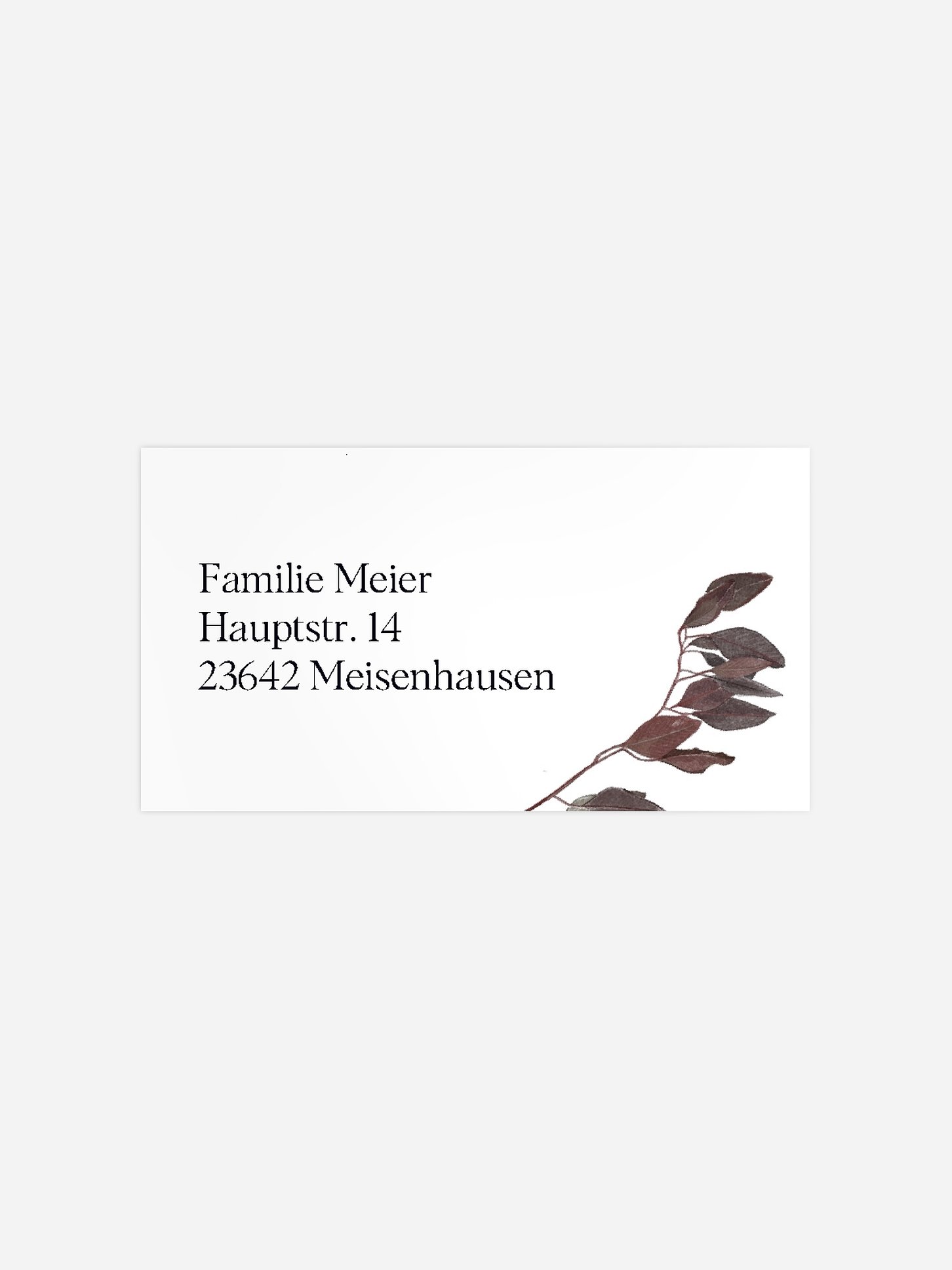 Empfängeraufkleber Trauer Zweige der Stille