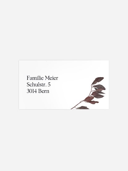 Empfängeraufkleber Trauer Zweige der Stille