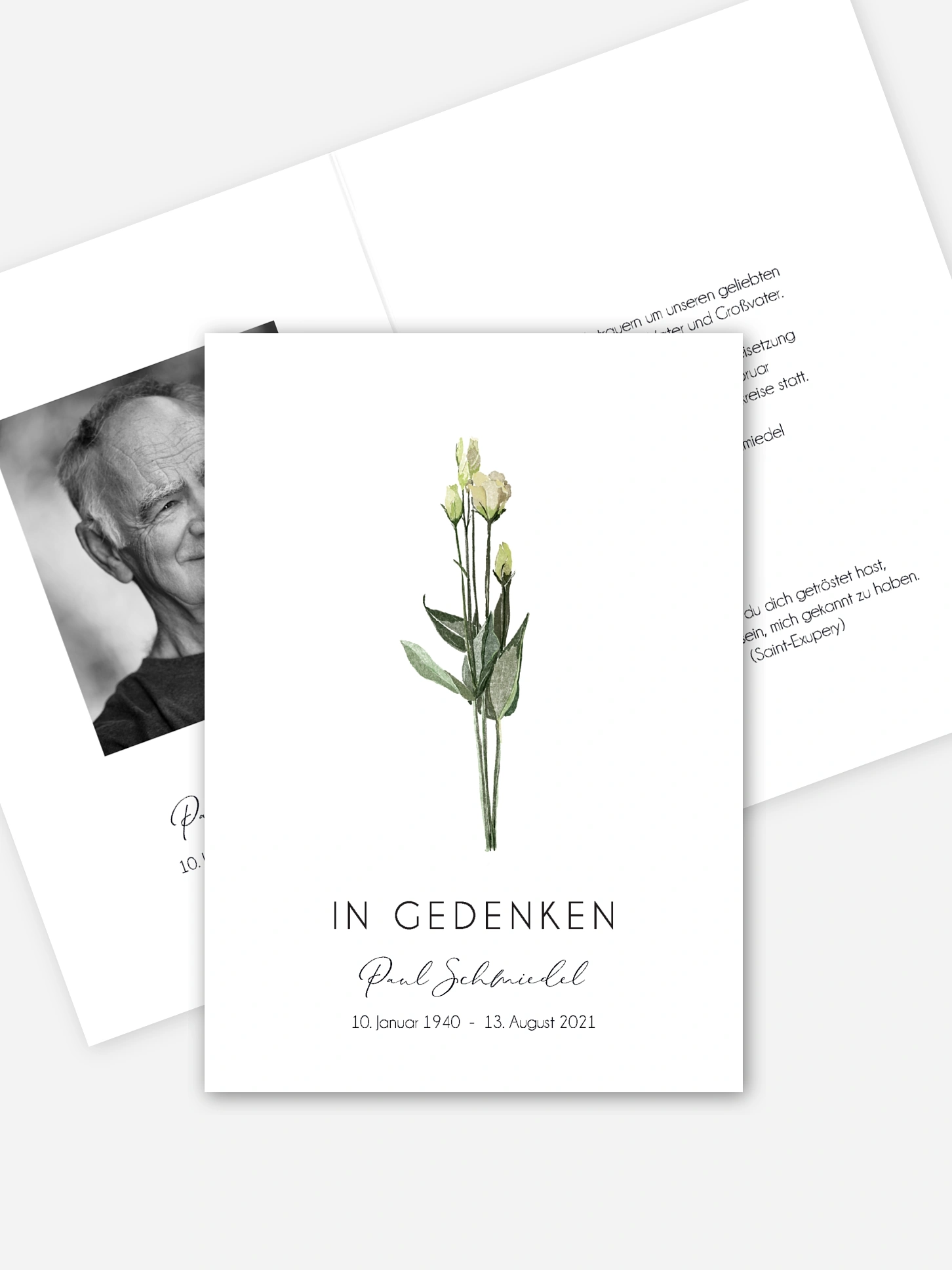Trauerkarte Weiße Rosen