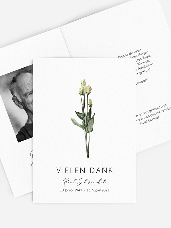 Trauerdanksagung Weiße Rosen