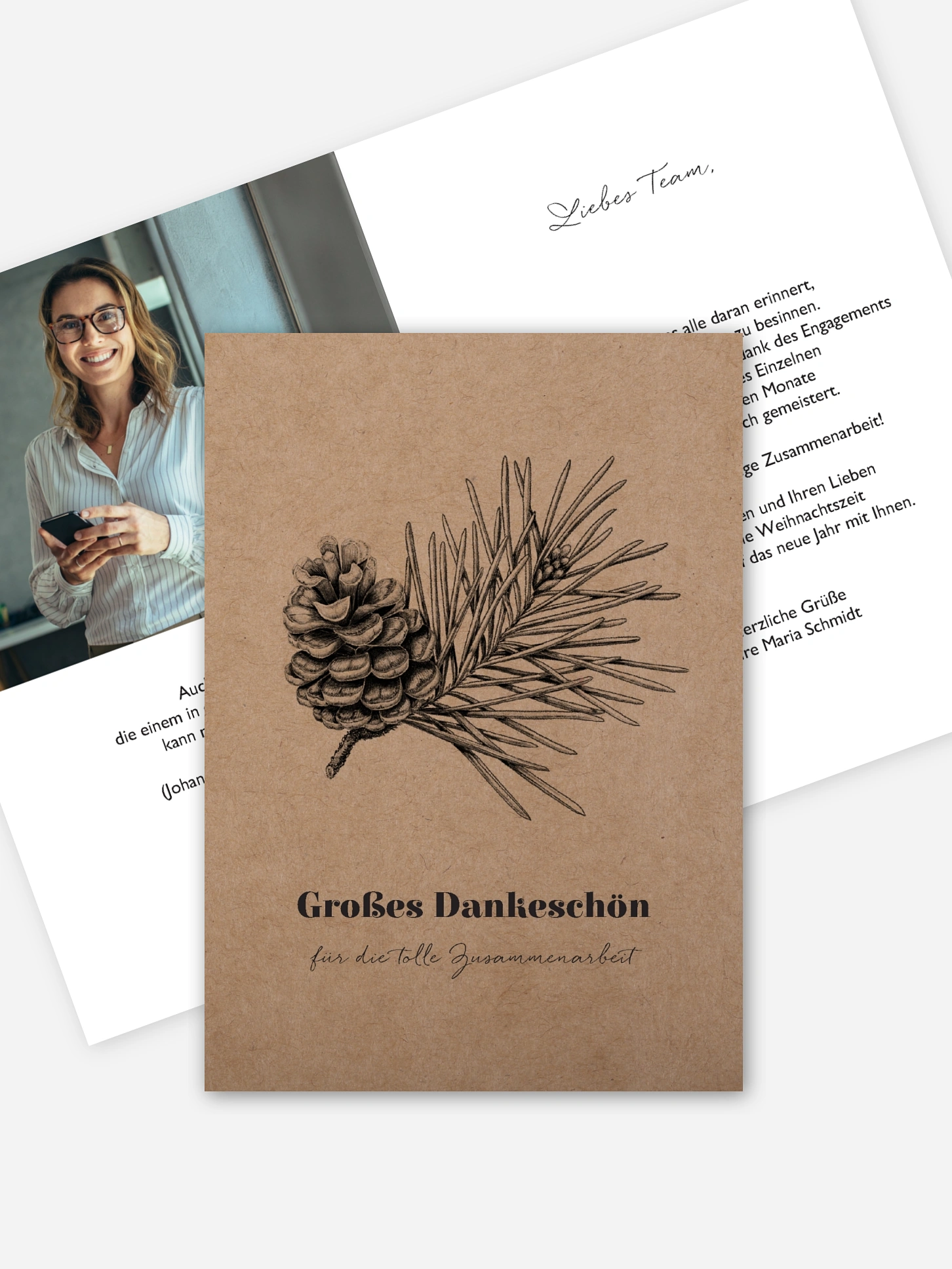 Geschäftliche Weihnachtskarte Pinebranch Mitarbeiter