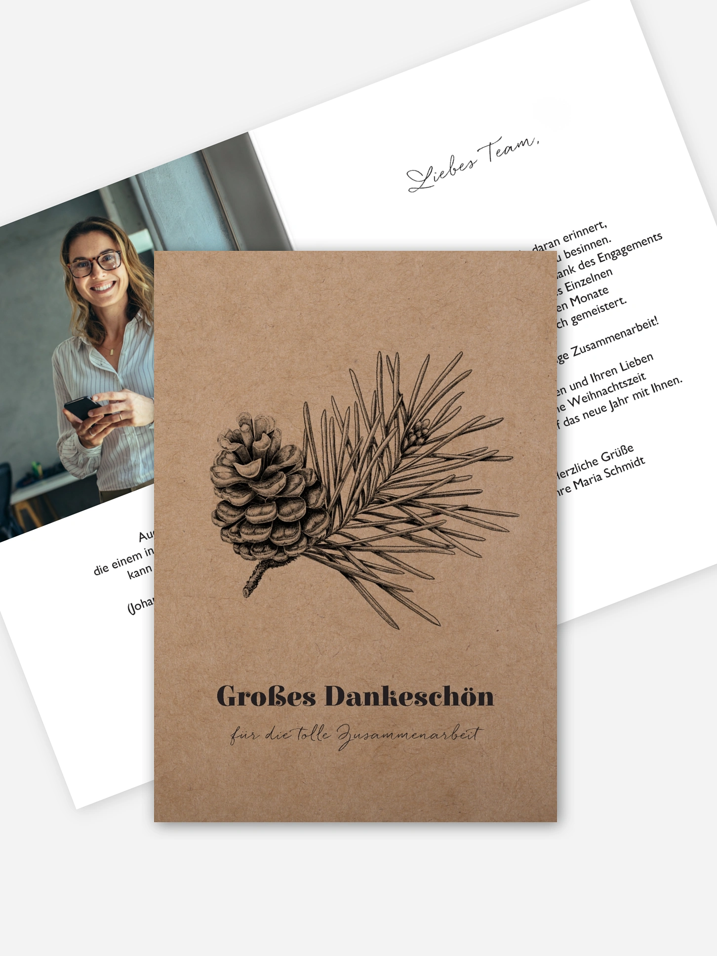 Geschäftliche Weihnachtskarte Pinebranch Mitarbeiter