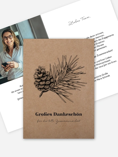 Geschäftliche Weihnachtskarte Pinebranch Mitarbeiter