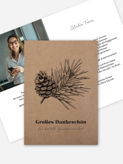 Geschäftliche Weihnachtskarte Pinebranch Mitarbeiter