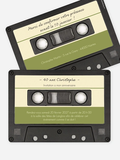 invitation anniversaire 40 Cassette audio