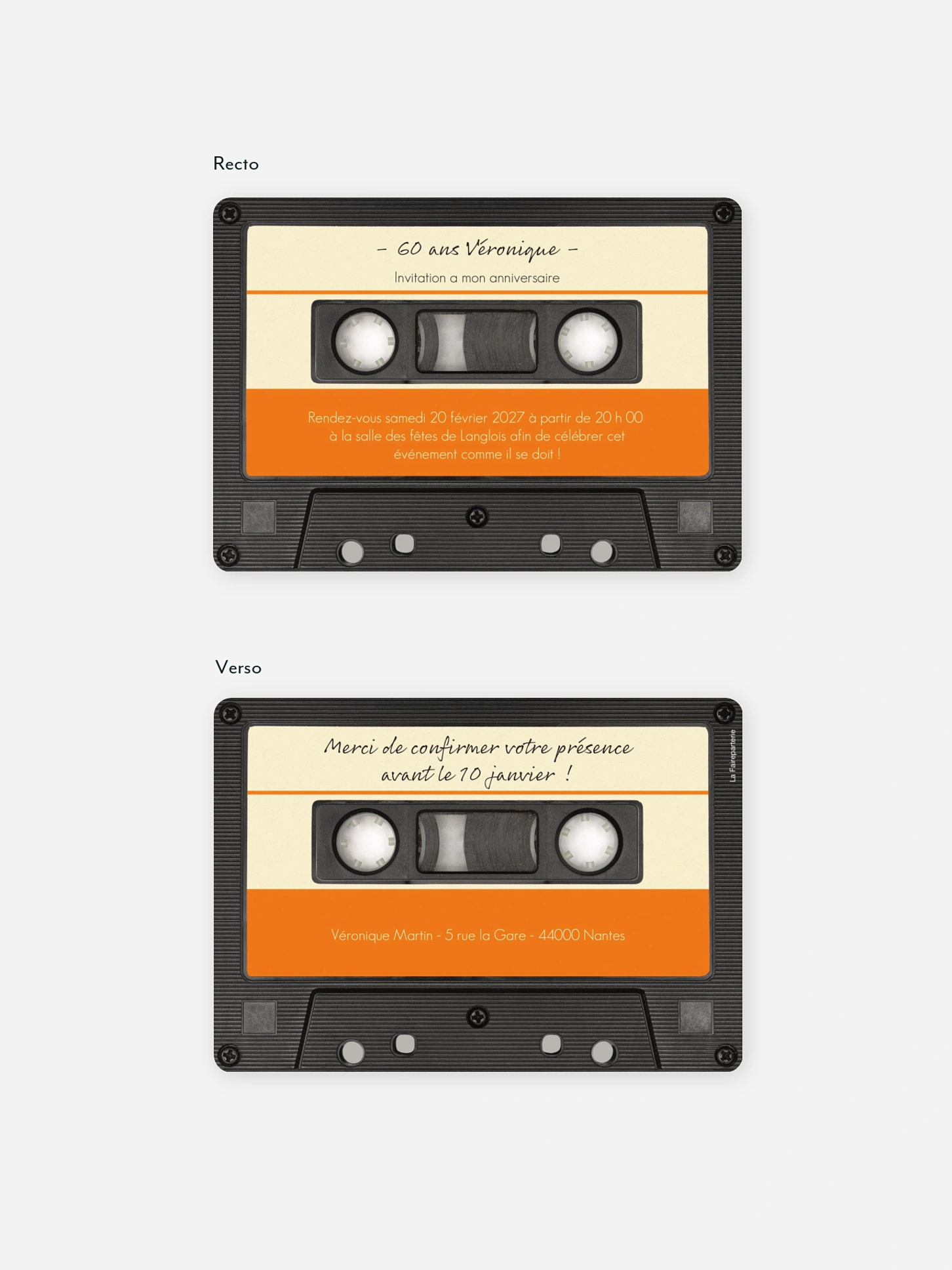 invitation anniversaire 60 Cassette audio