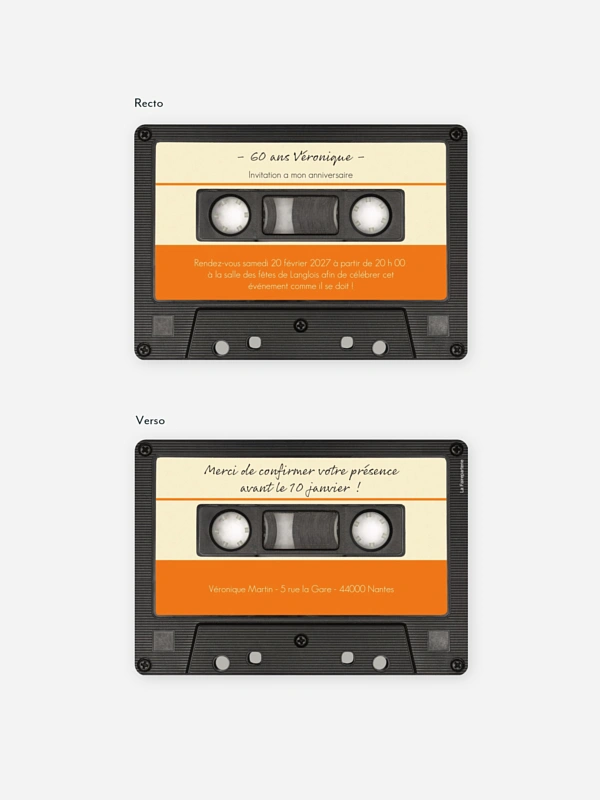 invitation anniversaire 60 Cassette audio