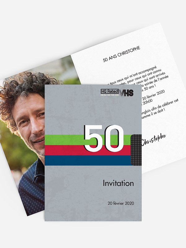 Invitation Anniversaire 50 Cassette Video