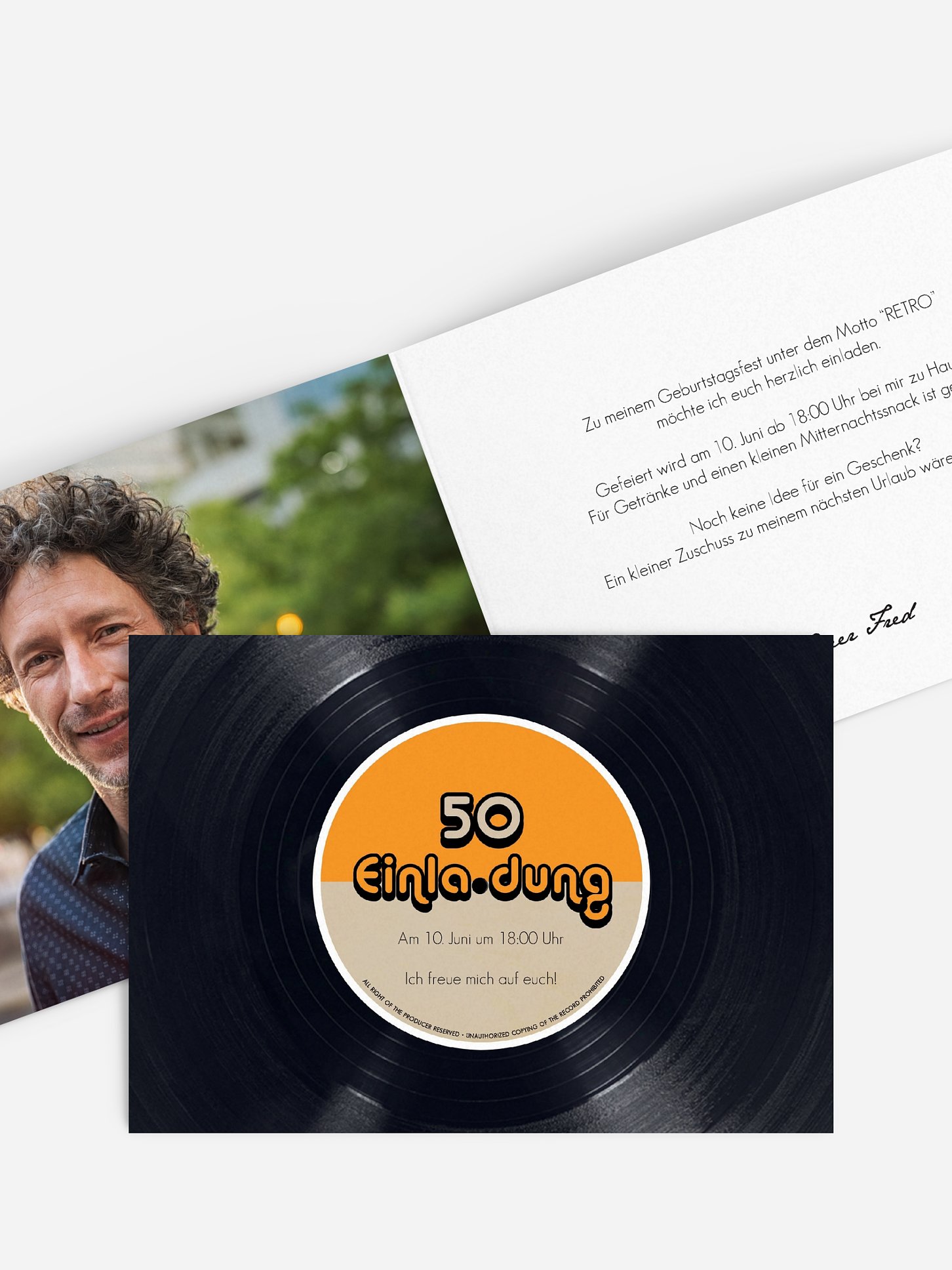 Einladung 50. Geburtstag Vinylplatte