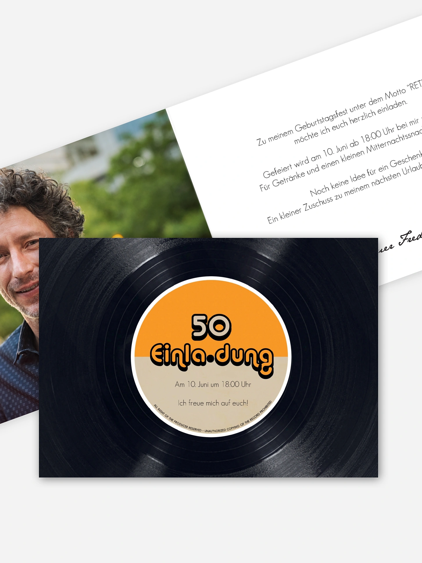 Einladung 50. Geburtstag Vinylplatte