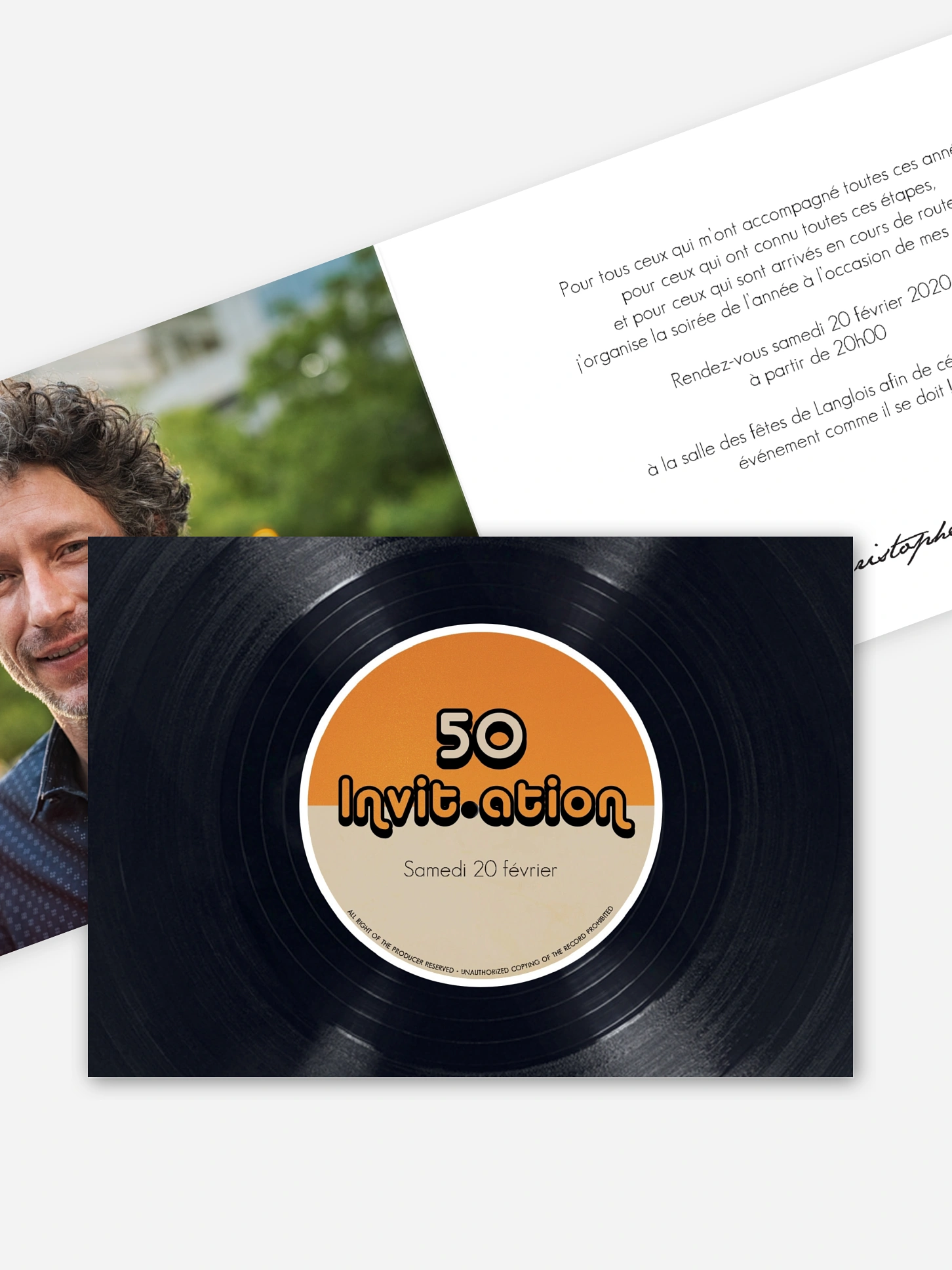 invitation anniversaire 50 Disque vinyle