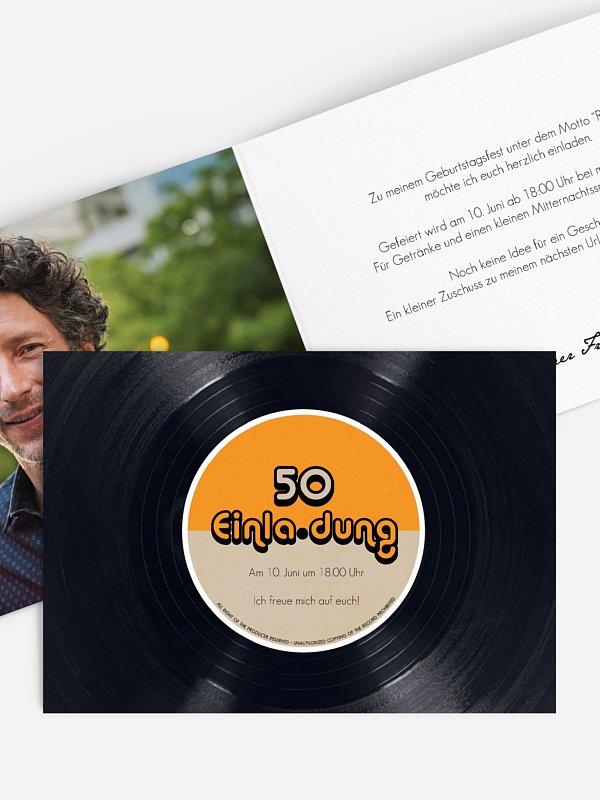 Einladung 50. Geburtstag Vinylplatte