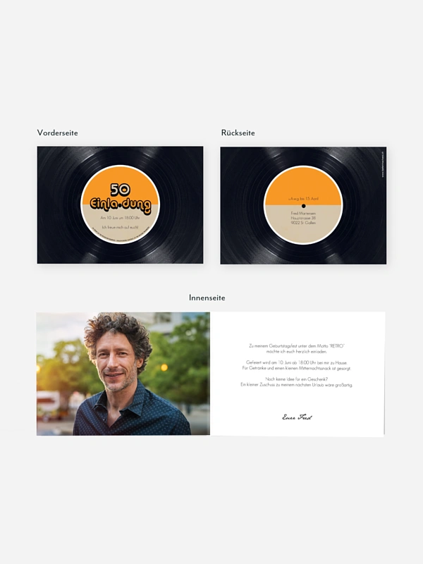 Einladung 50. Geburtstag Vinylplatte